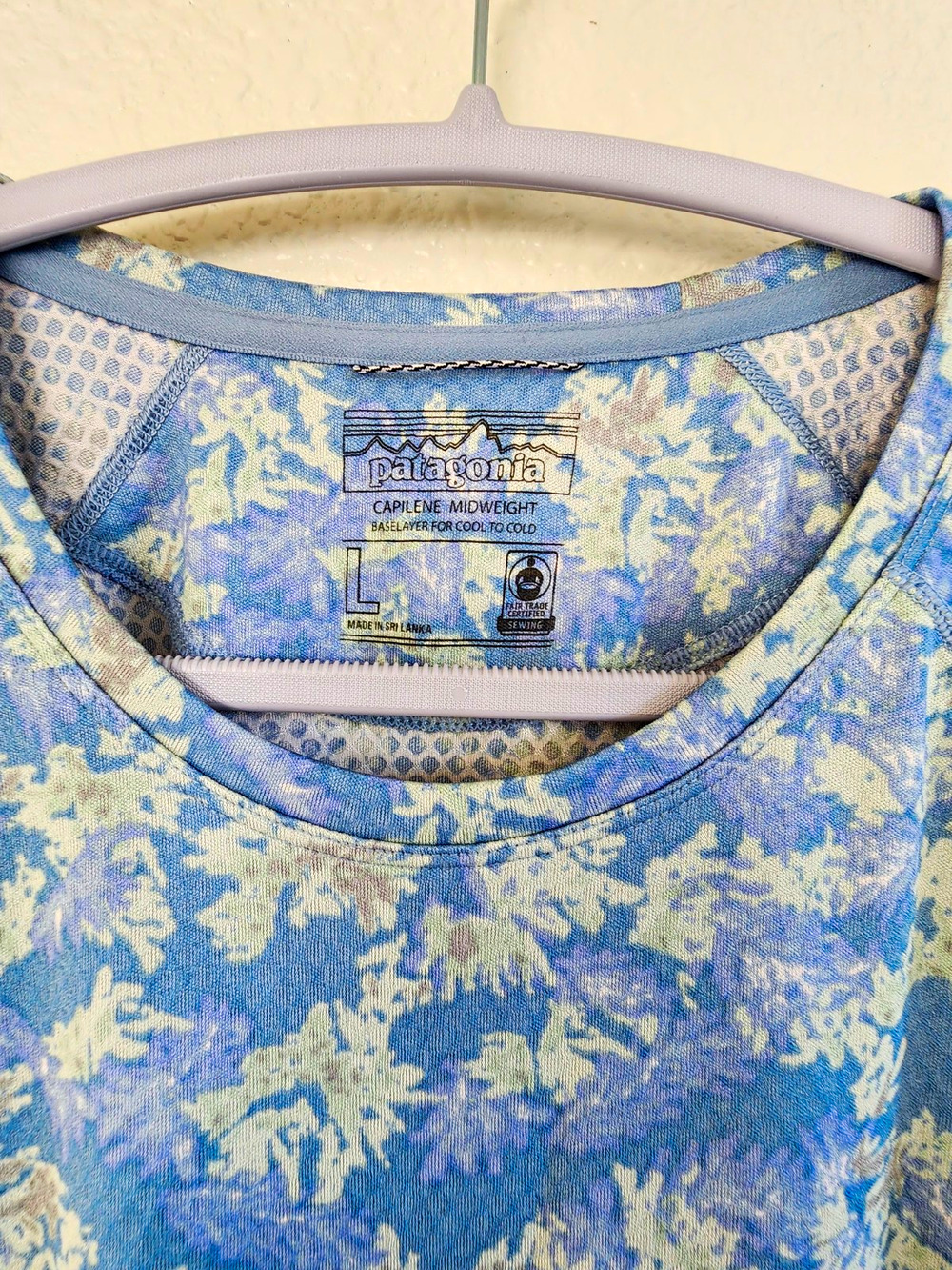Patagonia Capilene Midweight Women's L Crew Neck Long Sleeve Floral Base Layer